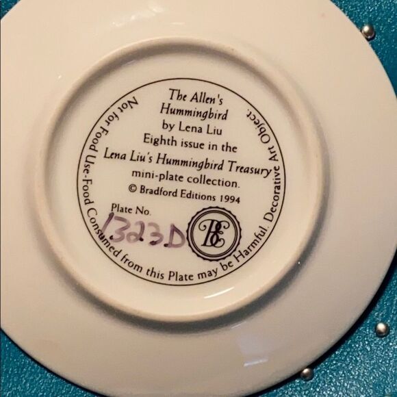 The Bradford Exchange Lena Liu hummingbird Mini Floral Numbered & Signed Plates - Picture 15 of 16